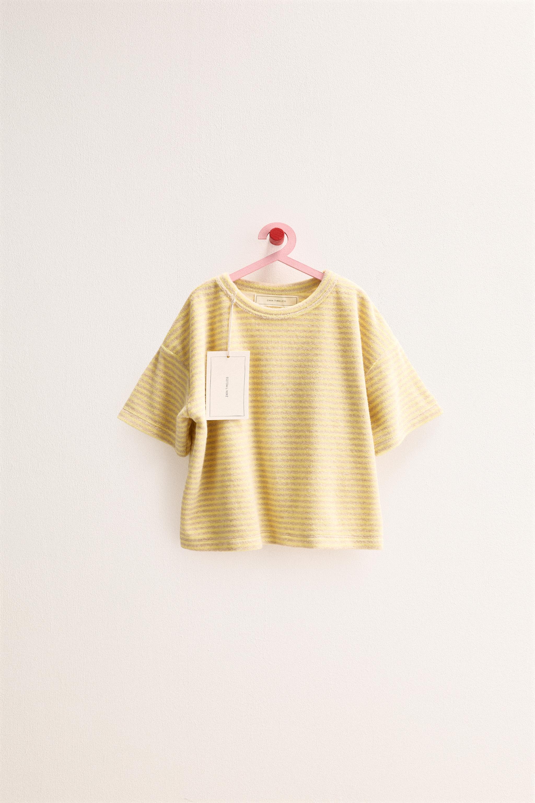ZARA TIMELESS - STRIPED TOWEL EFFECT T-SHIRT - Blue / White | ZARA