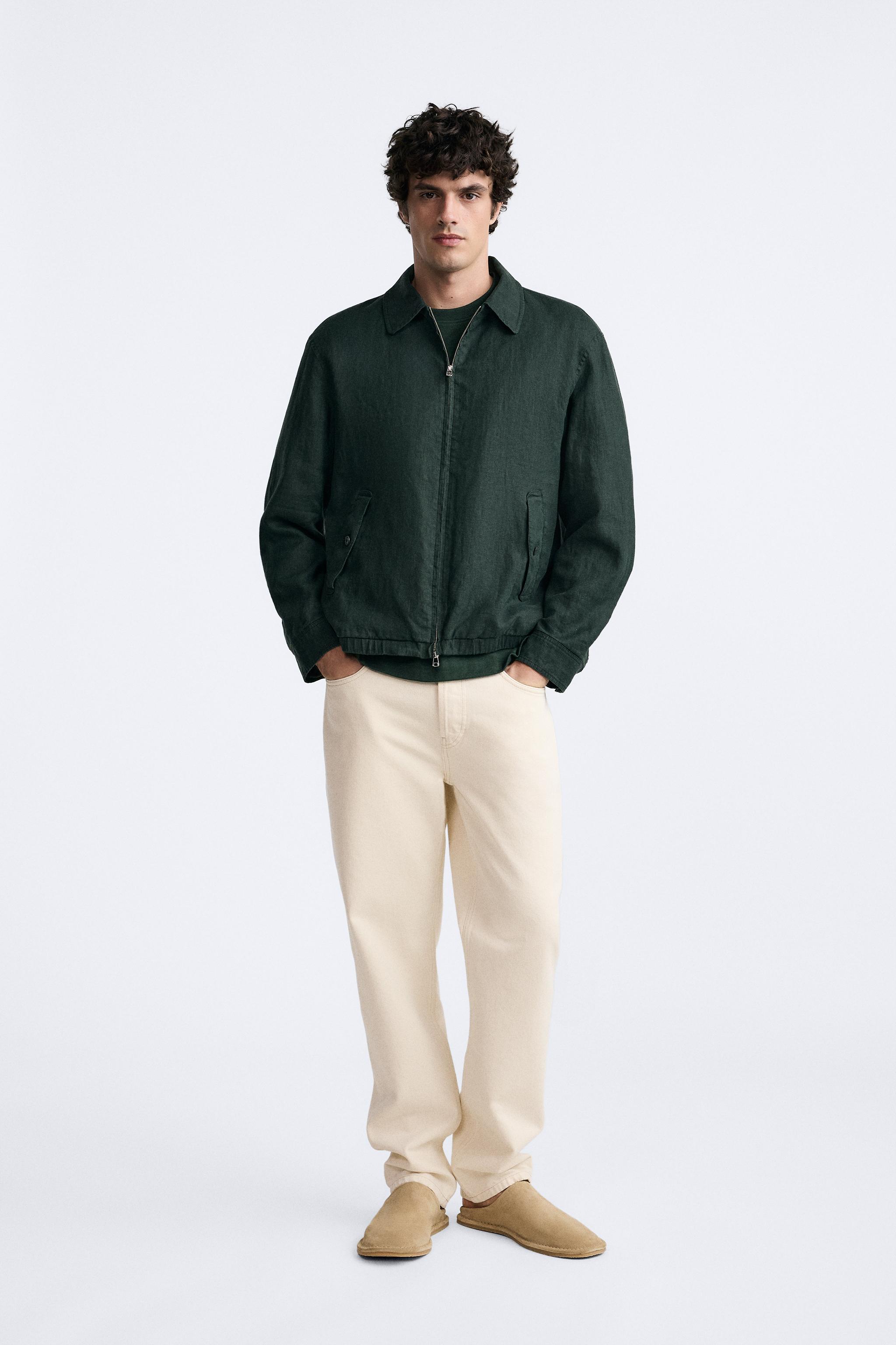 100% LINEN JACKET - Dark green | ZARA United States