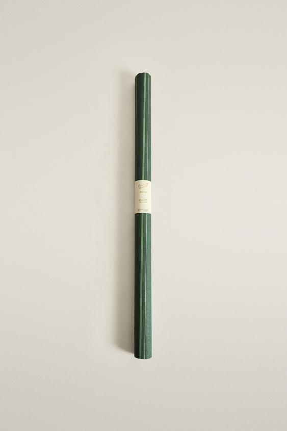 PAPIER CADEAU RAYURES DORÉES NOËL - Vert de Zara - Image 0