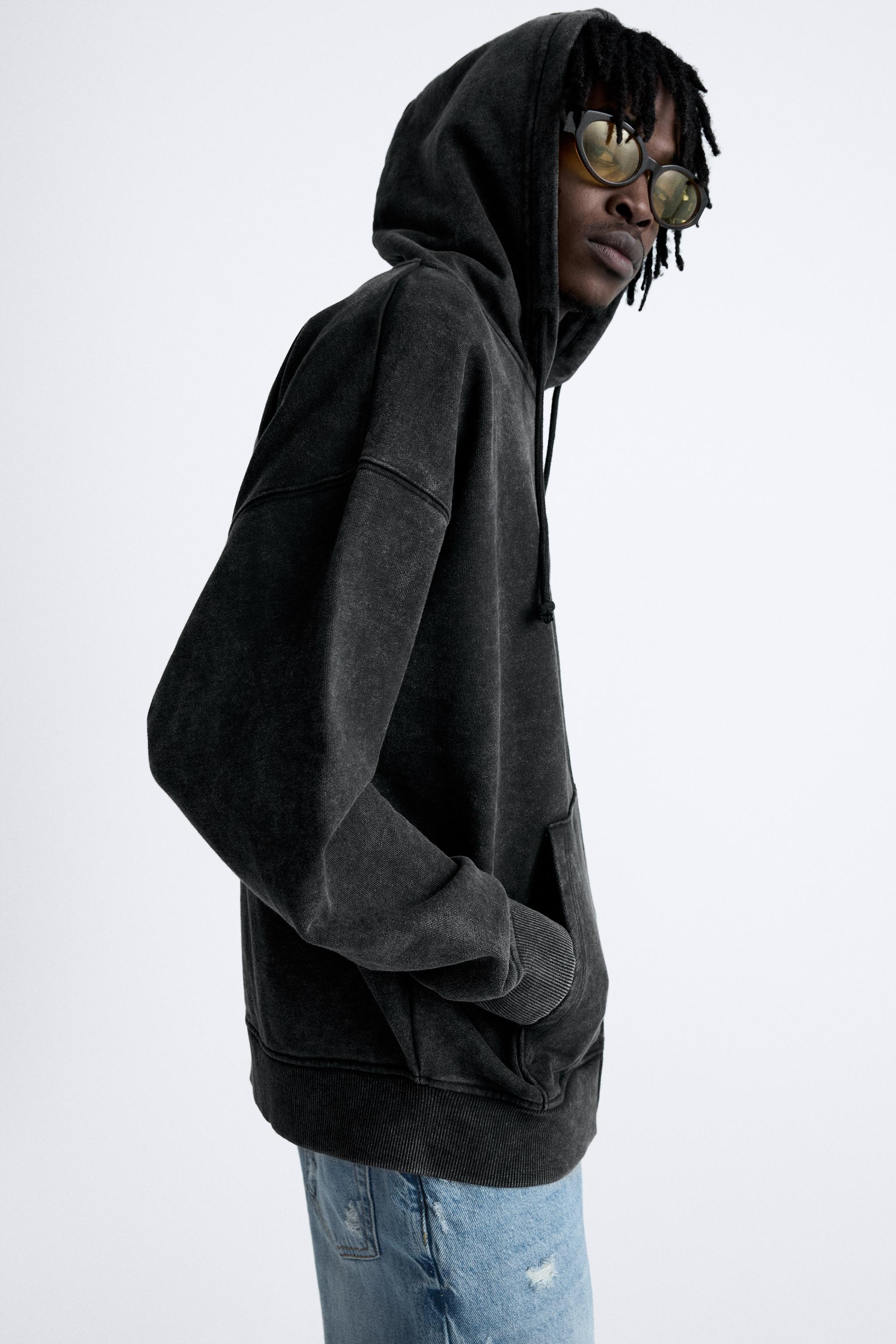 WASHED HOODED SWEATSHIRT - Dark anthracite