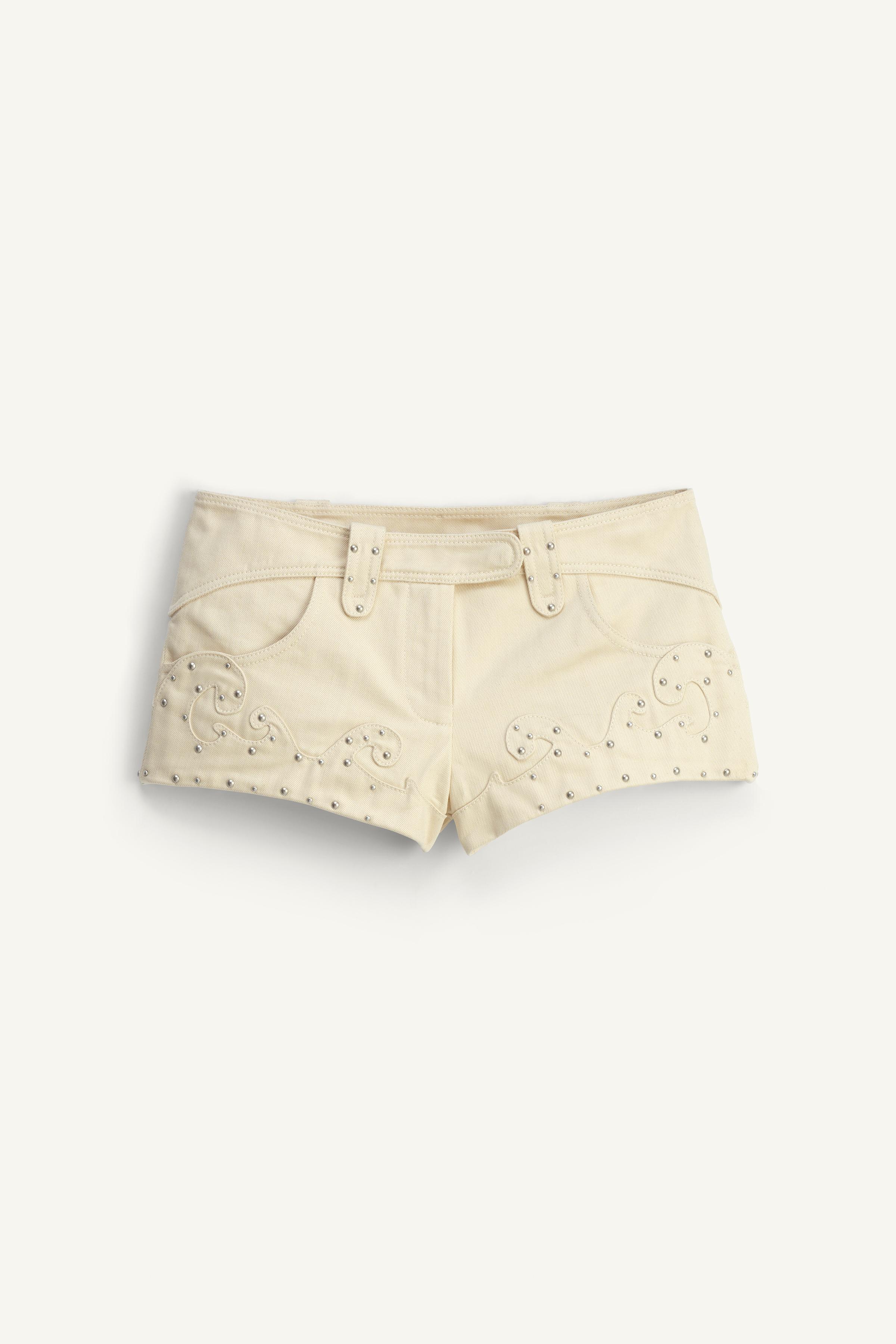 LIMITED EDITION STUDDED SHORTS - Beige | ZARA United States