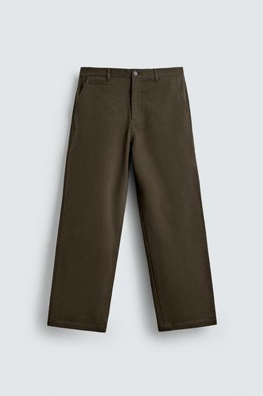 STRAIGHT-LEG CHINO TROUSERS - Khaki by Zara