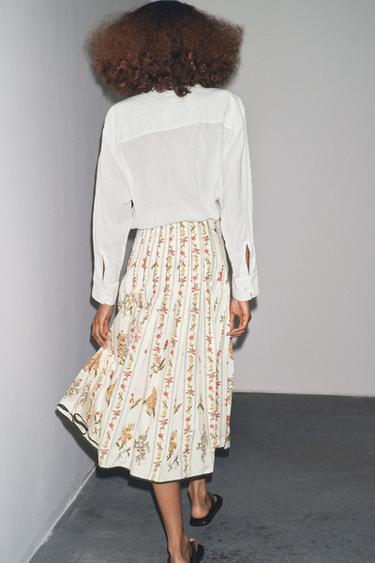 JUPE PLIS PLATS FLEURS ZW COLLECTION - Multicolore de Zara - Image 4