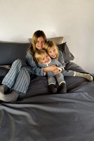 AGES 2-6/ PLAIN RIBBED PYJAMAS - Blue / Grey by Zara