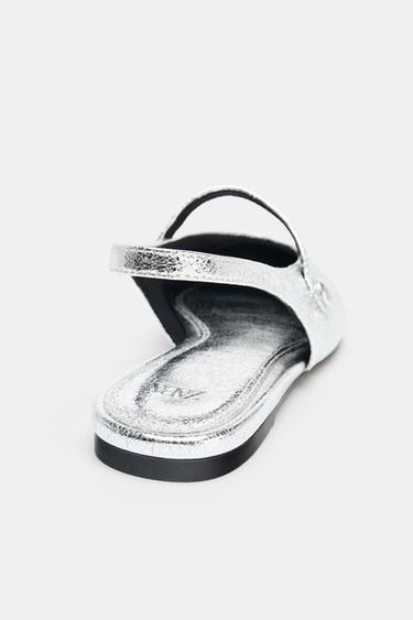BALLERINES EFFET MÉTALLISÉ - Argent de Zara - Image 7