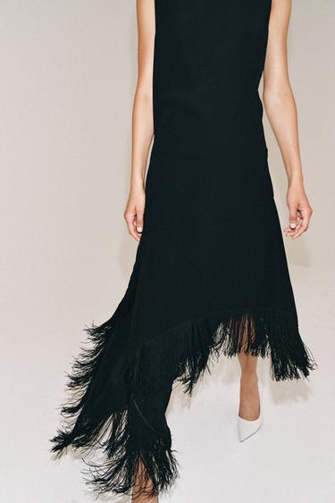 ROBE ASYMÉTRIQUE À FRANGES ZW COLLECTION - Noir de Zara - Image 3