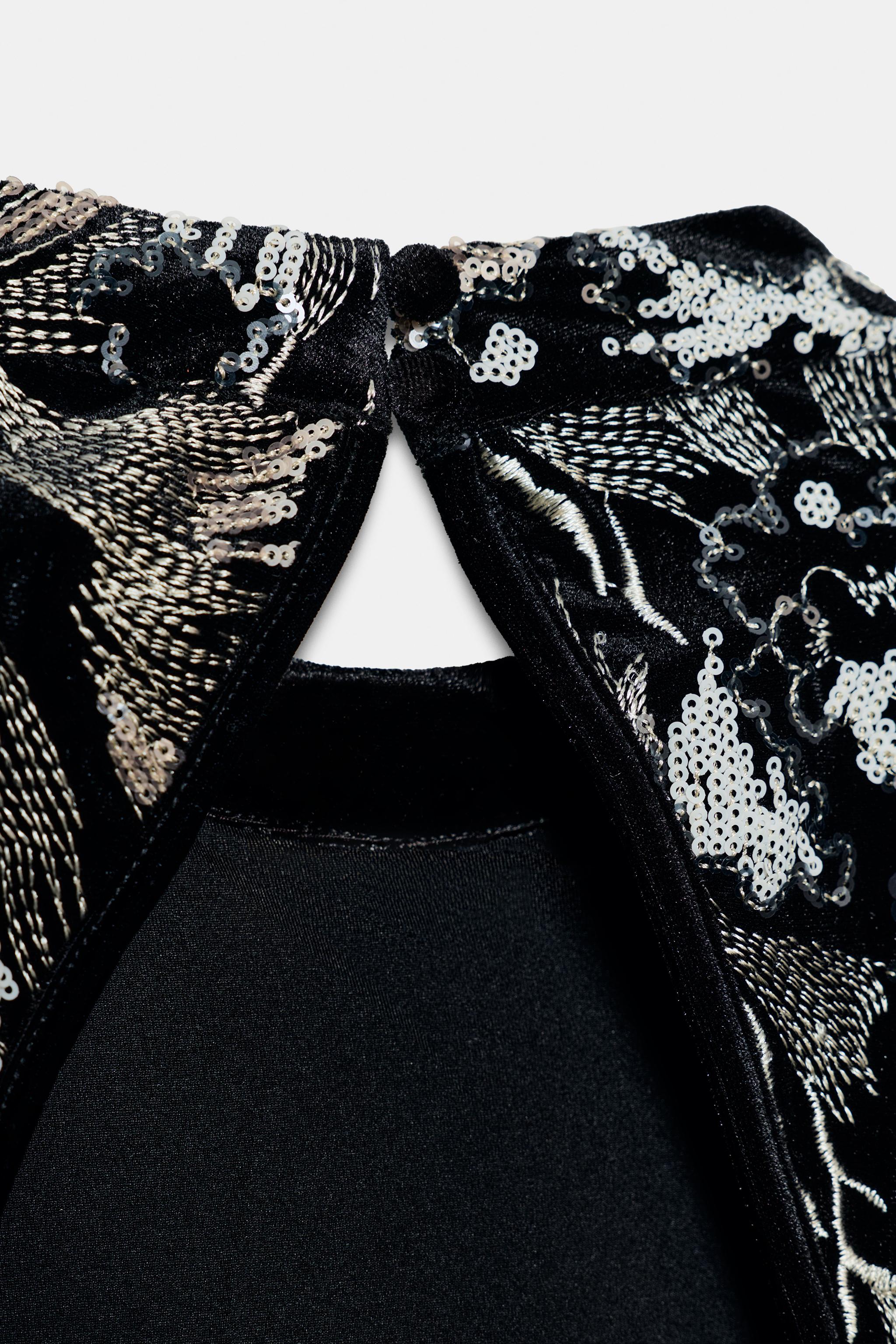 EMBROIDERED VELVET DRESS