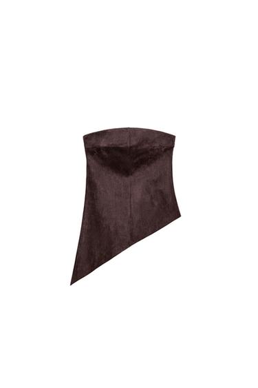 ASYMMETRIC FAUX SUEDE TOP - Chocolate brown by Zara