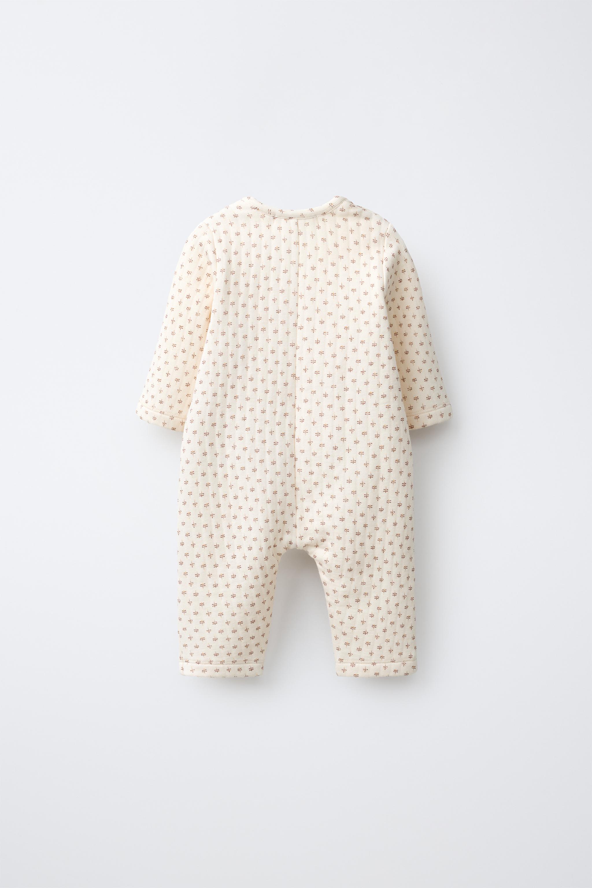 TWIG PRINT WRAP JUMPSUIT — Light ecru
