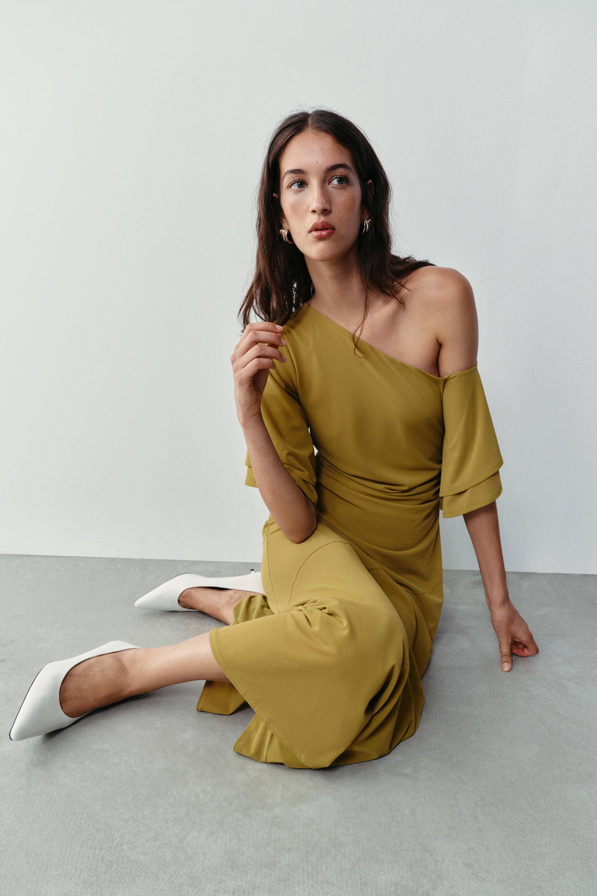 Женские платья Zara RUFFLED SLEEVE DRESS — фото 5