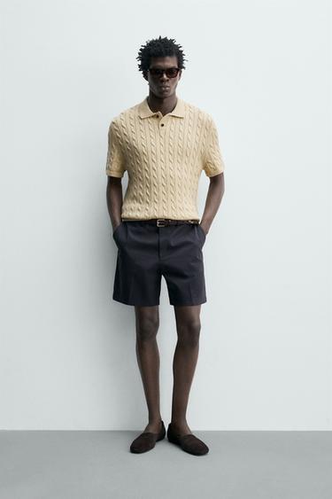 Zara BRAIDED TEXTURED KNIT POLO - Butter - Image 0