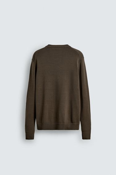REGULAR FIT COTTON JUMPER - Brown by Zara - Image 7
