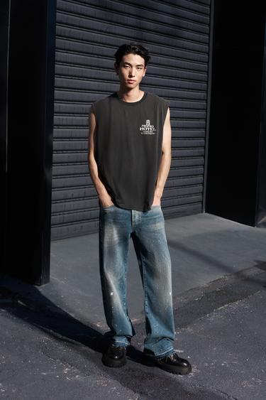 WASHED PRINT TANK TOP - Anthracite grey by Zara - Image 0