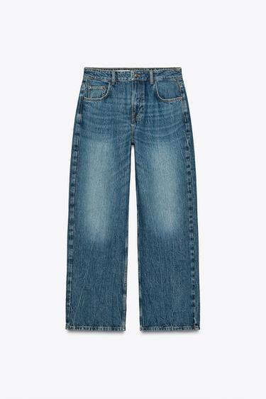Zara LOOSE FIT HIGH RISE WIDE LEG Z1975 JEANS - Indigo
