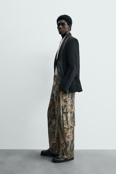 PAISLEY BARREL FIT CARGO TROUSERS - Printed by Zara - Image 3