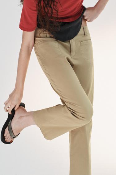 Zara MINI ZVONASTE PANTALONE SA DŽEPOVIMA – žuto-smeđa