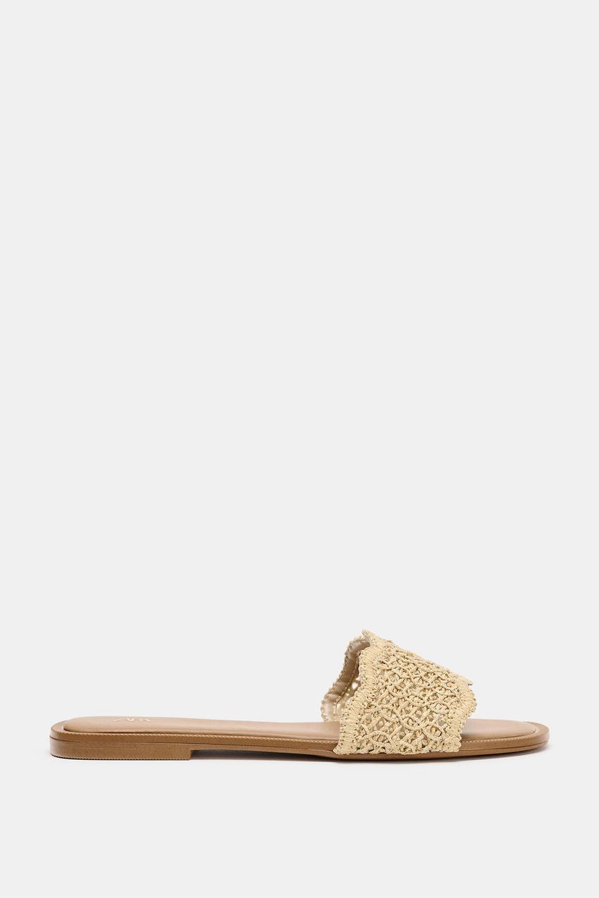 EMBROIDERED SLIDE SANDALS