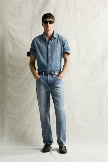 CAMISA DENIM REGULAR FIT - Azul claro de Zara - Imaxe 0