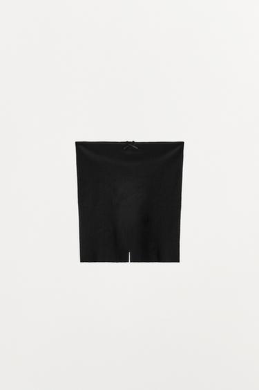 POINTELLE CULOTTES SHORTS WITH SATIN RIBBON - Black by Zara - Image 6