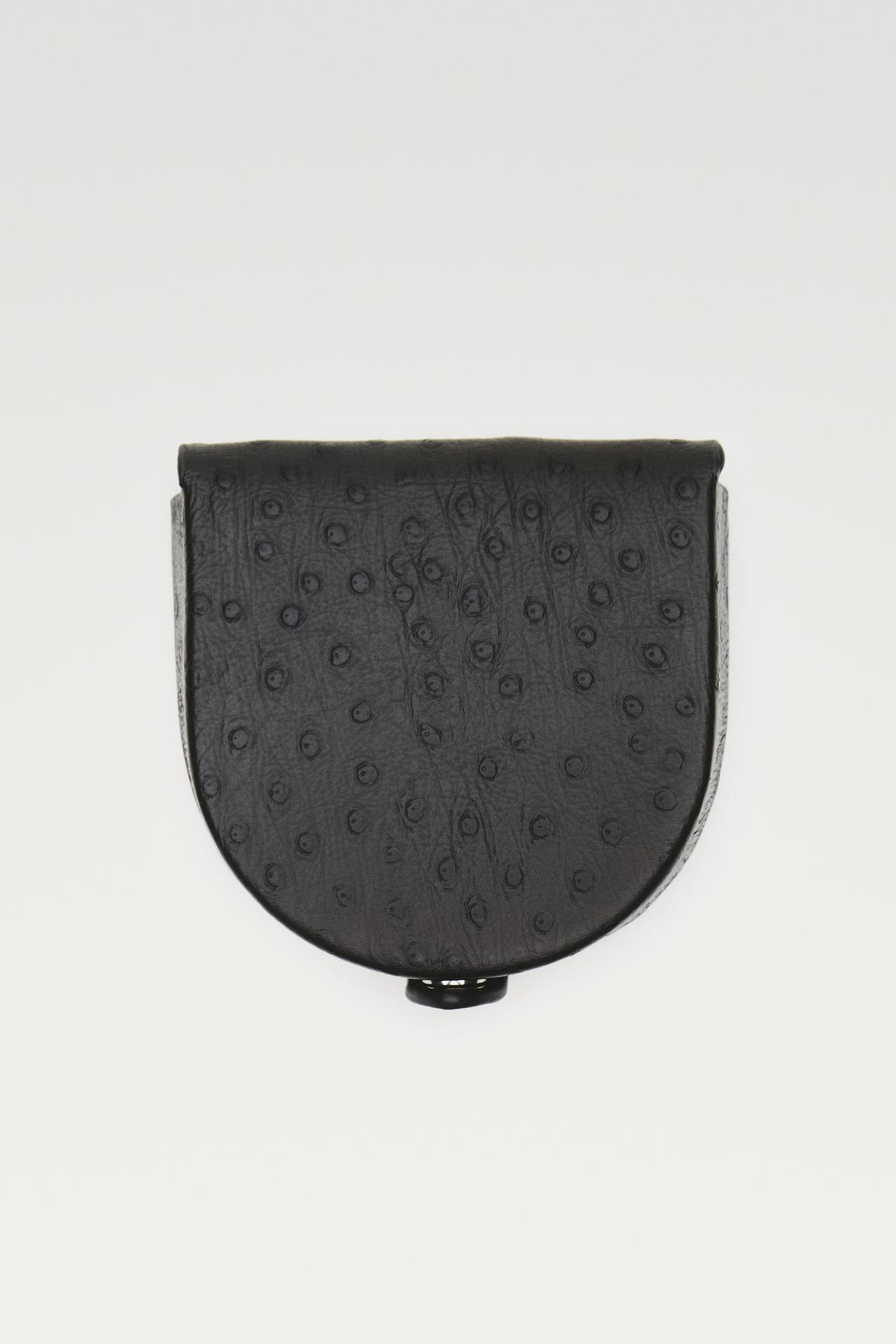 Textured compact nappa leather purse — Brown