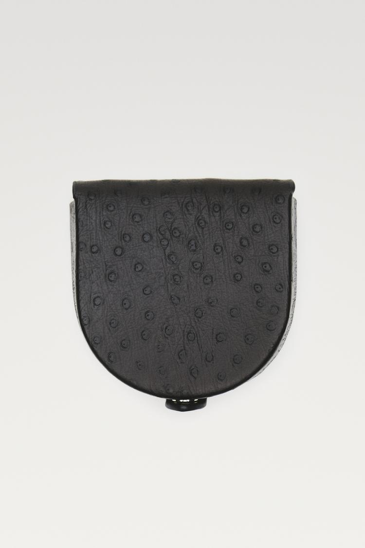 Textured compact nappa leather purse — Brown