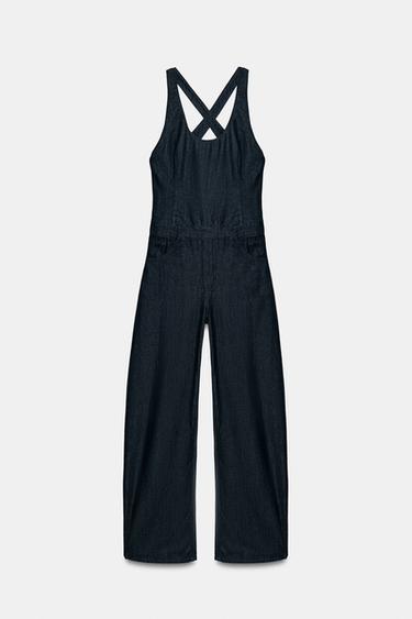 COMBINAISON LONGUE EFFET DENIM À BRIDES CROISÉES - Indigo foncé de Zara - Image 6