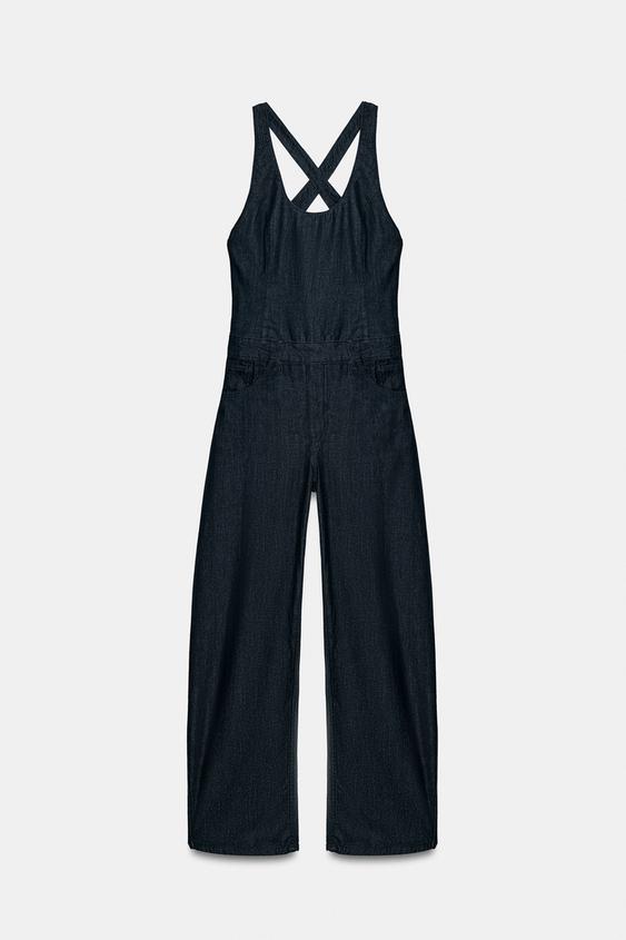 COMBINAISON LONGUE EFFET DENIM À BRIDES CROISÉES - Indigo foncé de Zara - Image 6