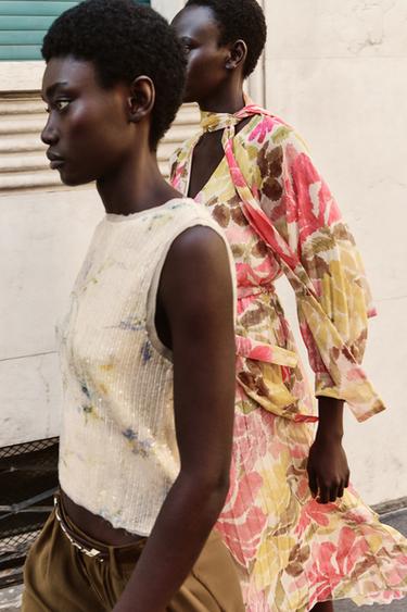 KNIT SEQUINNED TOP - Multicoloured by Zara