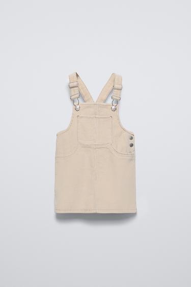 Zara CORDUROY PINAFORE DRESS - Ecru