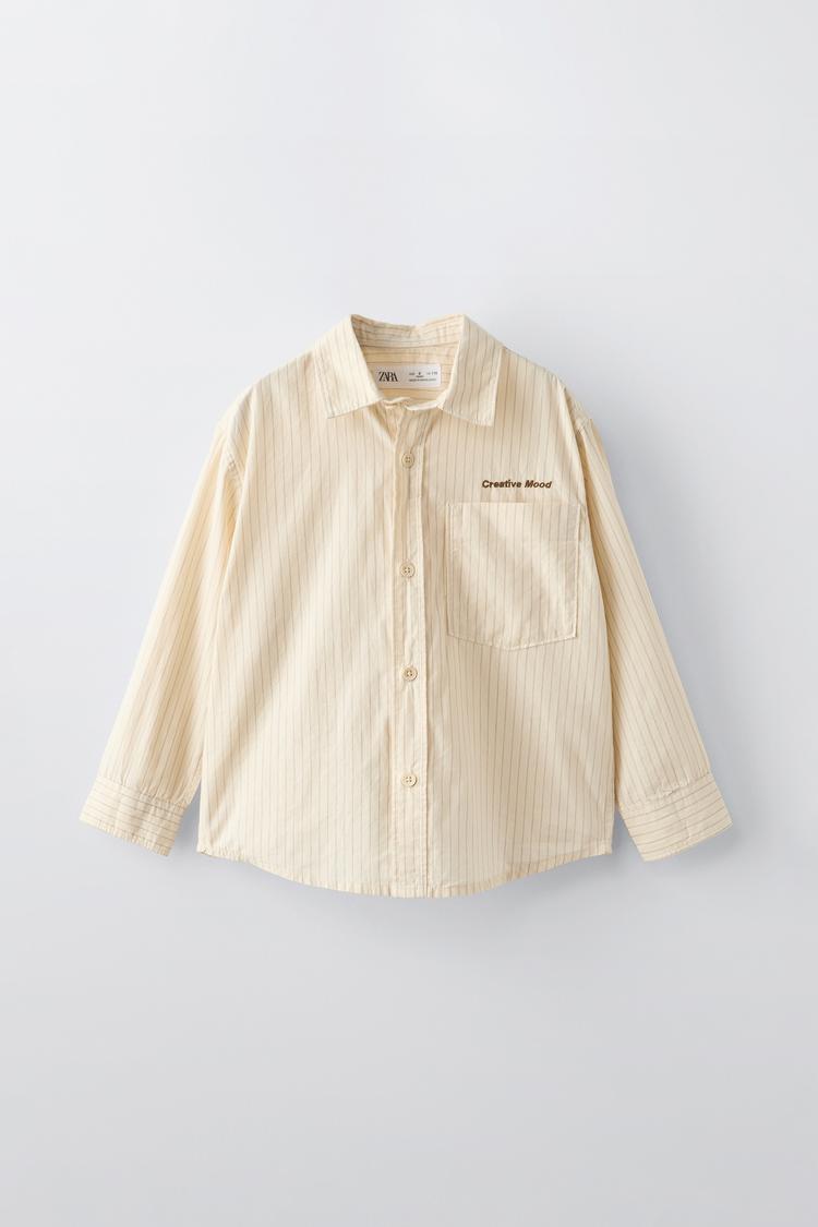 ストライプ刺繍シャツ - ベージュ | ZARA Japan / 日本