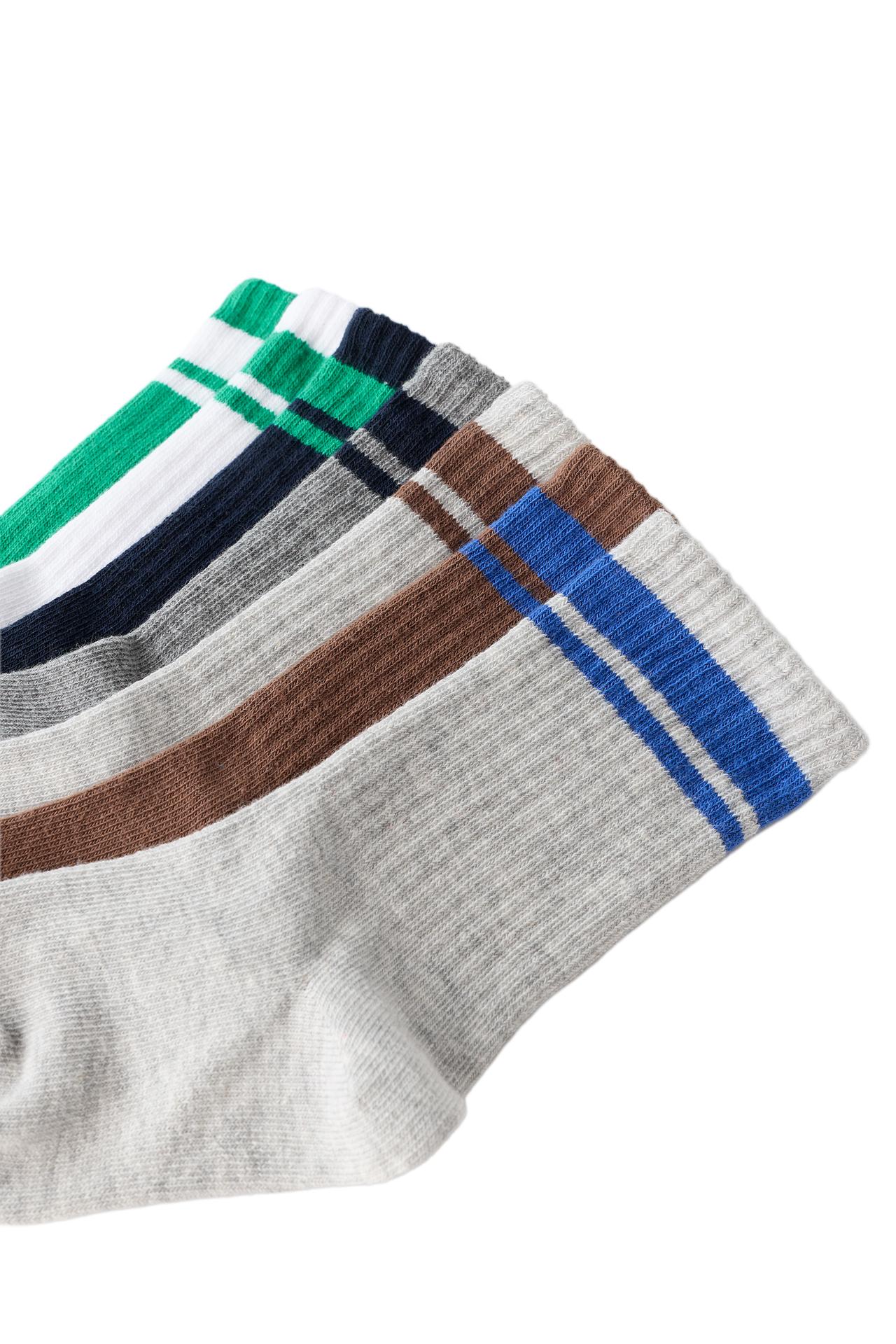 SEVEN-PACK OF STRIPED CREW SOCKS — Multicolored