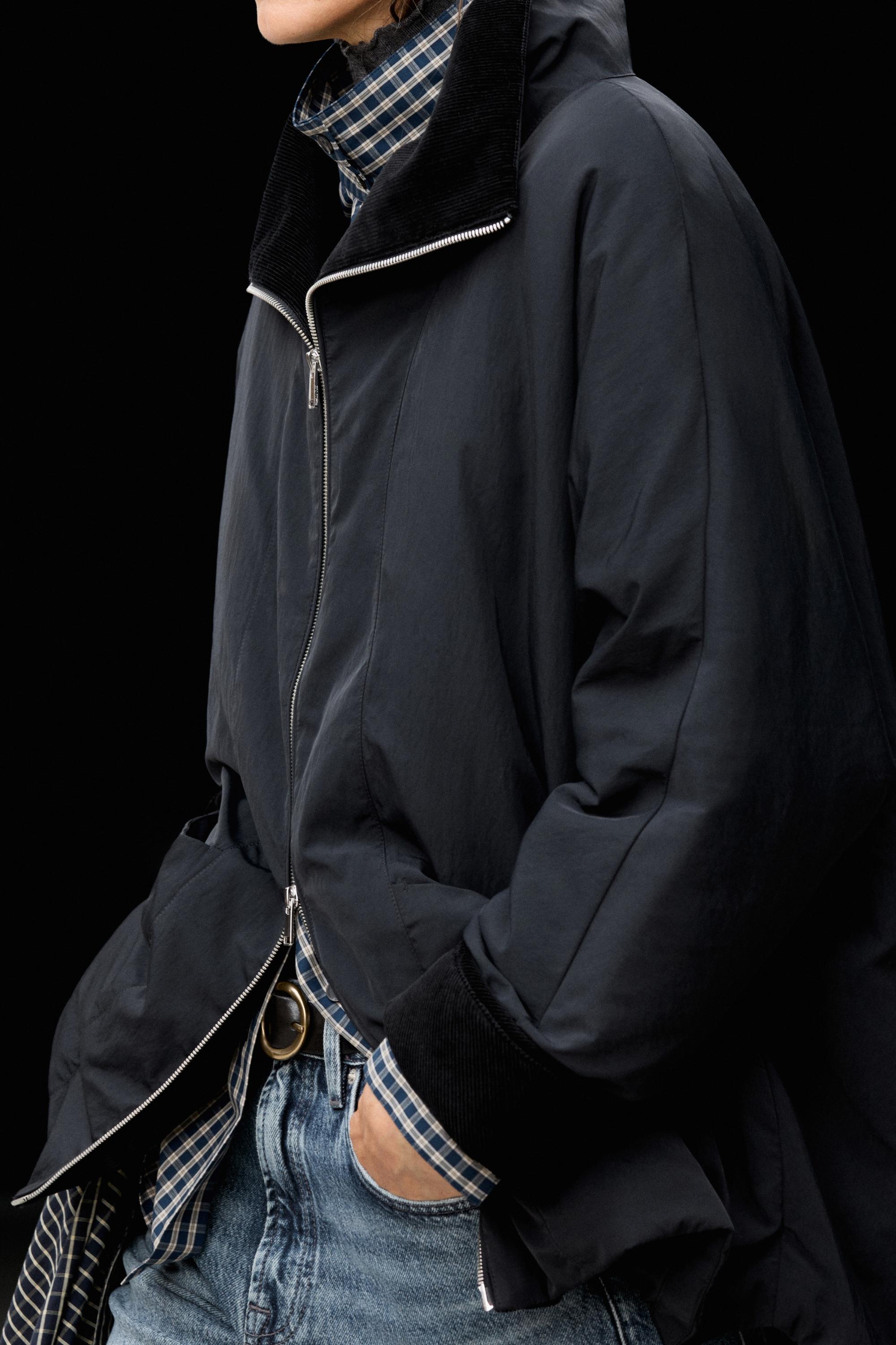 Quilted corduroy-collar parka