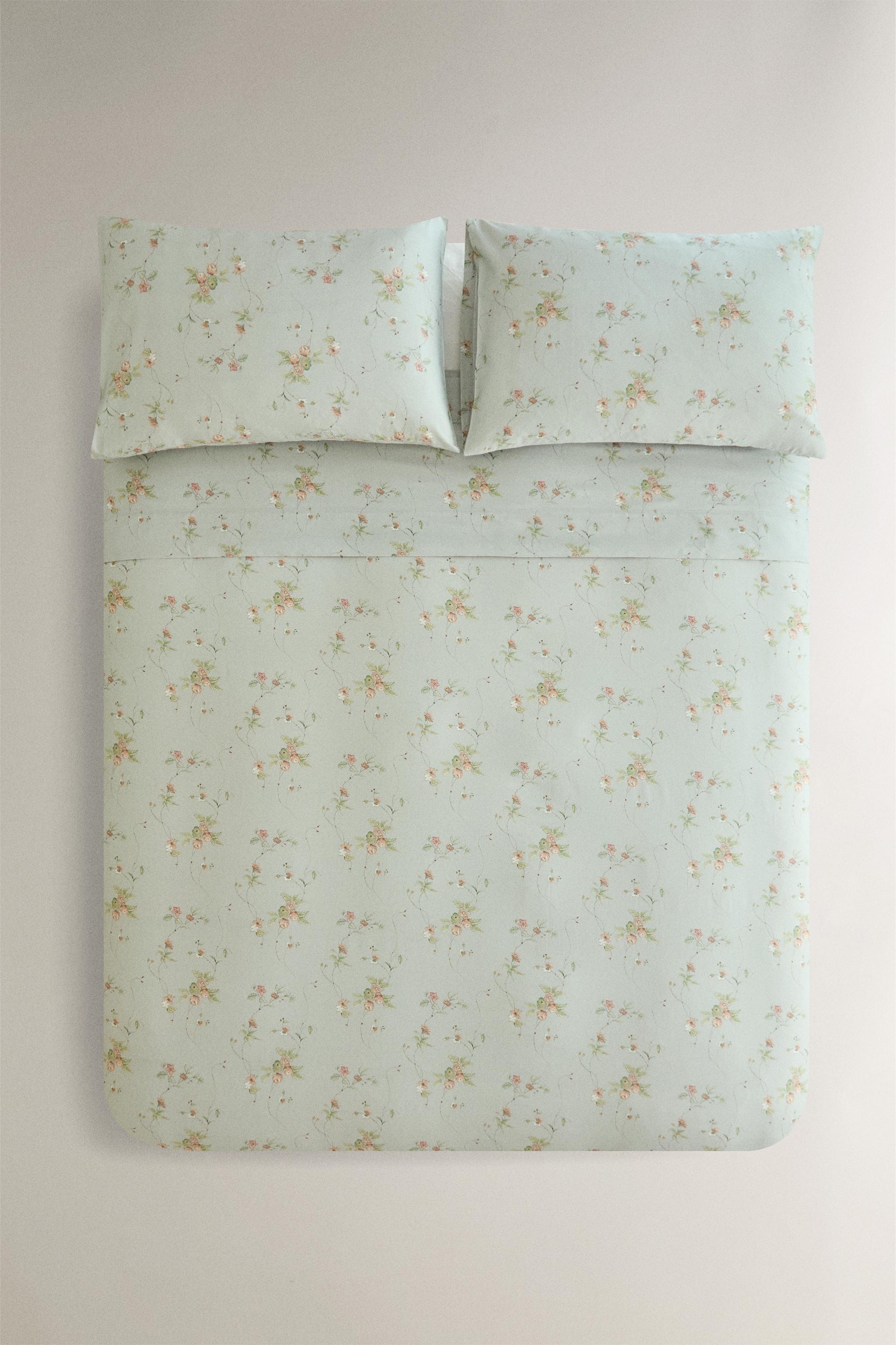 SATEEN DUVET COVER WITH FLORAL BRANCHES (300 THREAD COUNT)