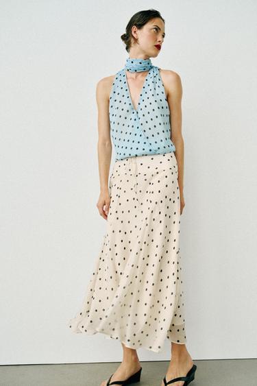 Zara 波點印花中長裙 - 印花 - 圖片 0