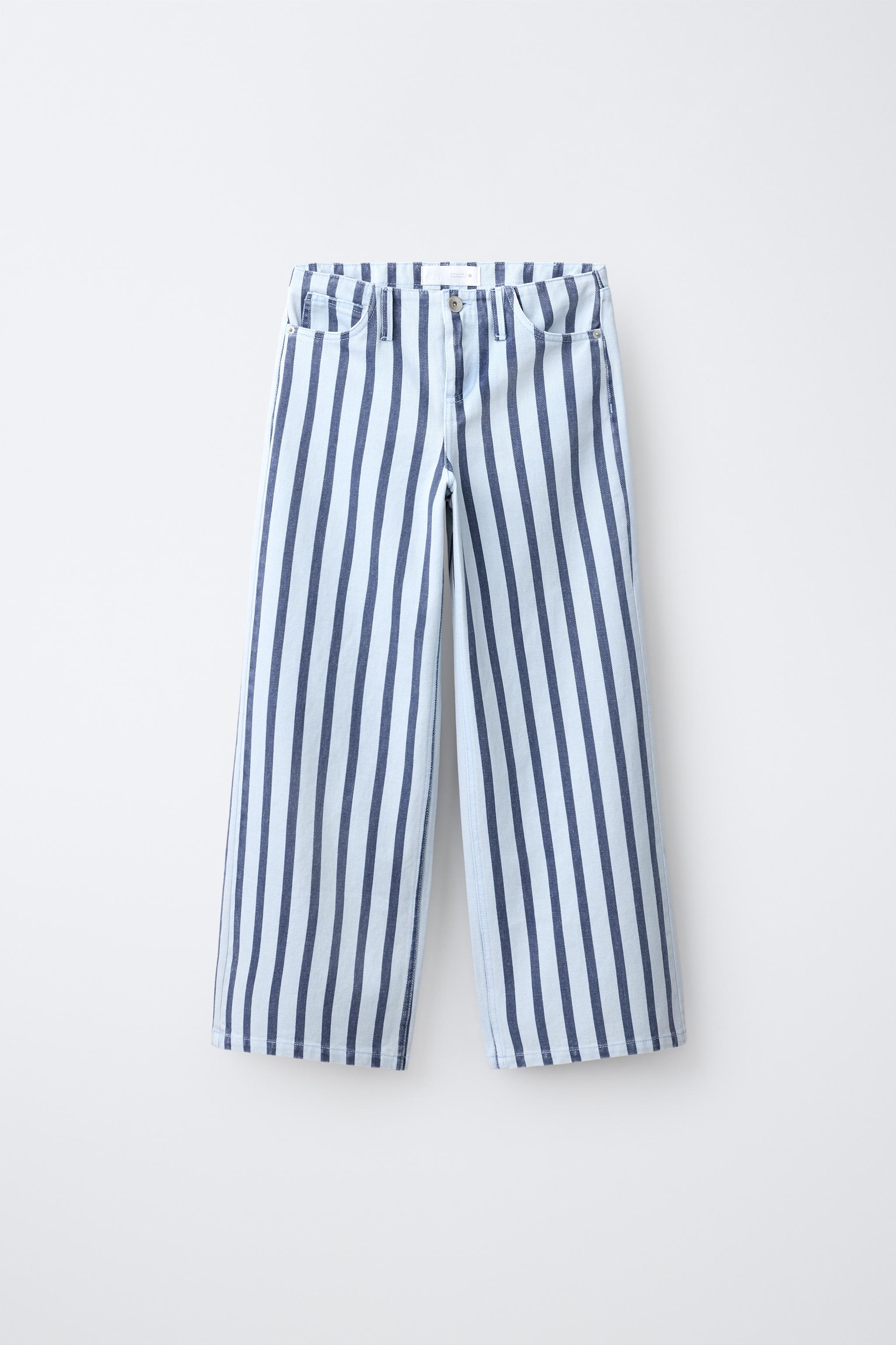 WIDE-LEG JEANS WITH BELT LOOPS — striped