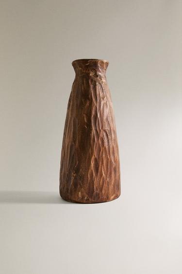 VASE DÉCORATIF EN BOIS - Kaki de Zara