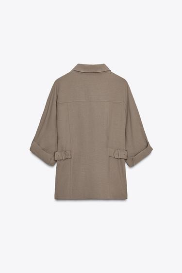 SAFARI SHIRT WITH SIDE BUCKLES - camel by Zara - Image 7