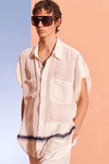STRPPD SHRT - Bleu / Blanc de Zara - Image 1