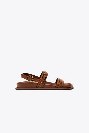 Zara BUCKLED SANDALS - Brown