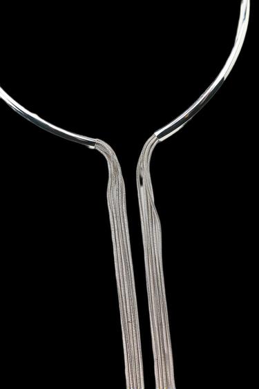 Zara METAL FRINGE CHOKER NECKLACE - Silver
