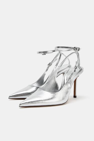 METALLIC-EFFECT SLINGBACK SHOES - Silver by Zara - Image 3
