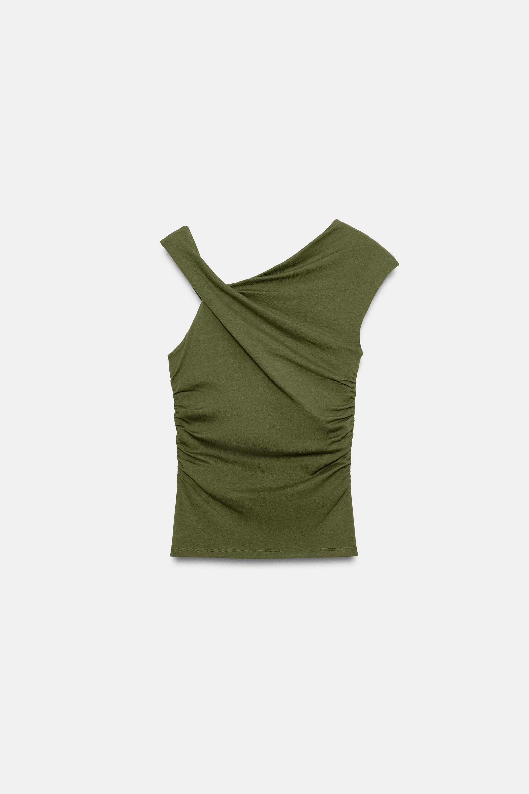 ASYMMETRIC DRAPED T-SHIRT - Ecru | ZARA United States