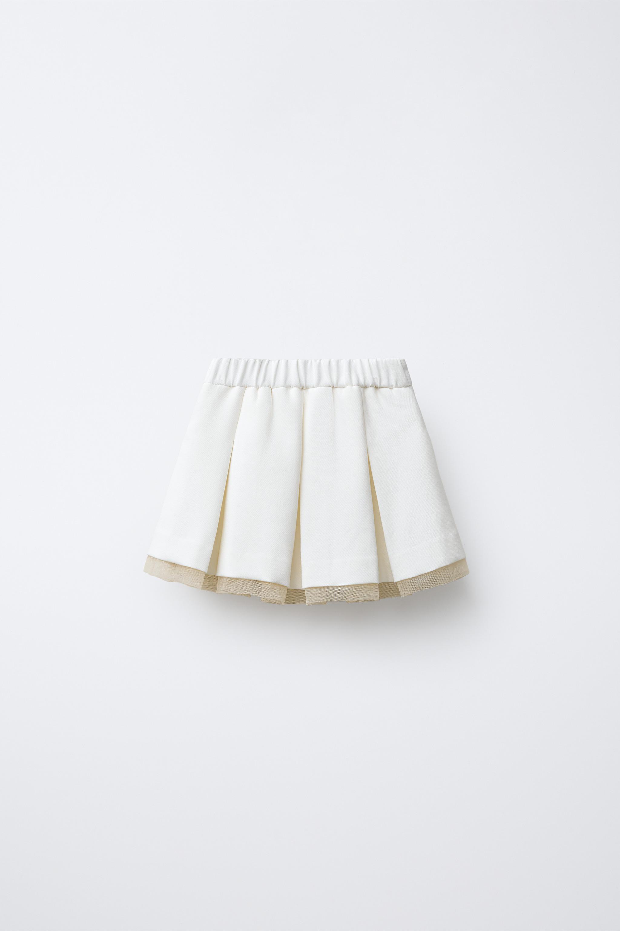 TULLE HEM BOX PLEAT SKIRT - Oyster-white | ZARA Canada