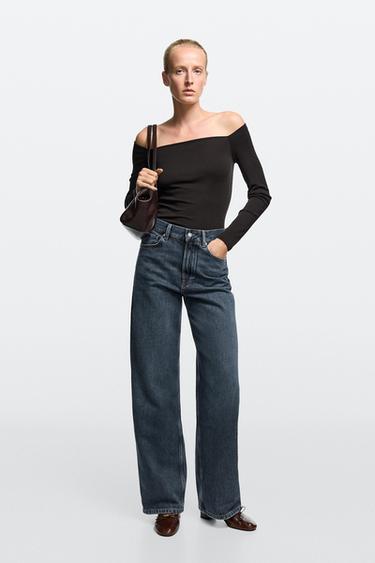 High-waist wide-leg jeans — Mid-blue 1