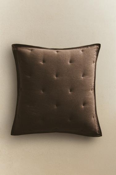 MICROFIBRE CUSHION COVER FOR QUILTS - Dark brown by Zara - Image 4