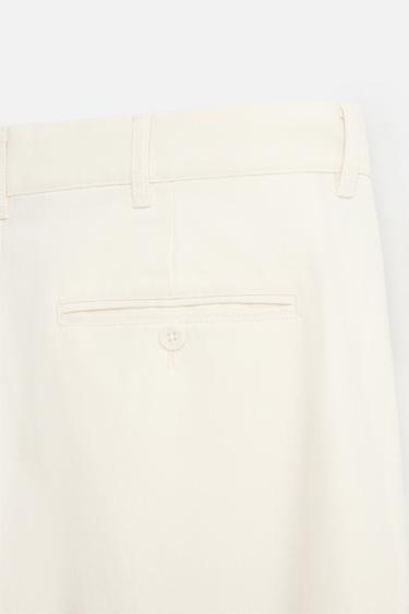 REGULAR FIT HERRINGBONE TROUSERS - Oyster-white by Zara - Image 9