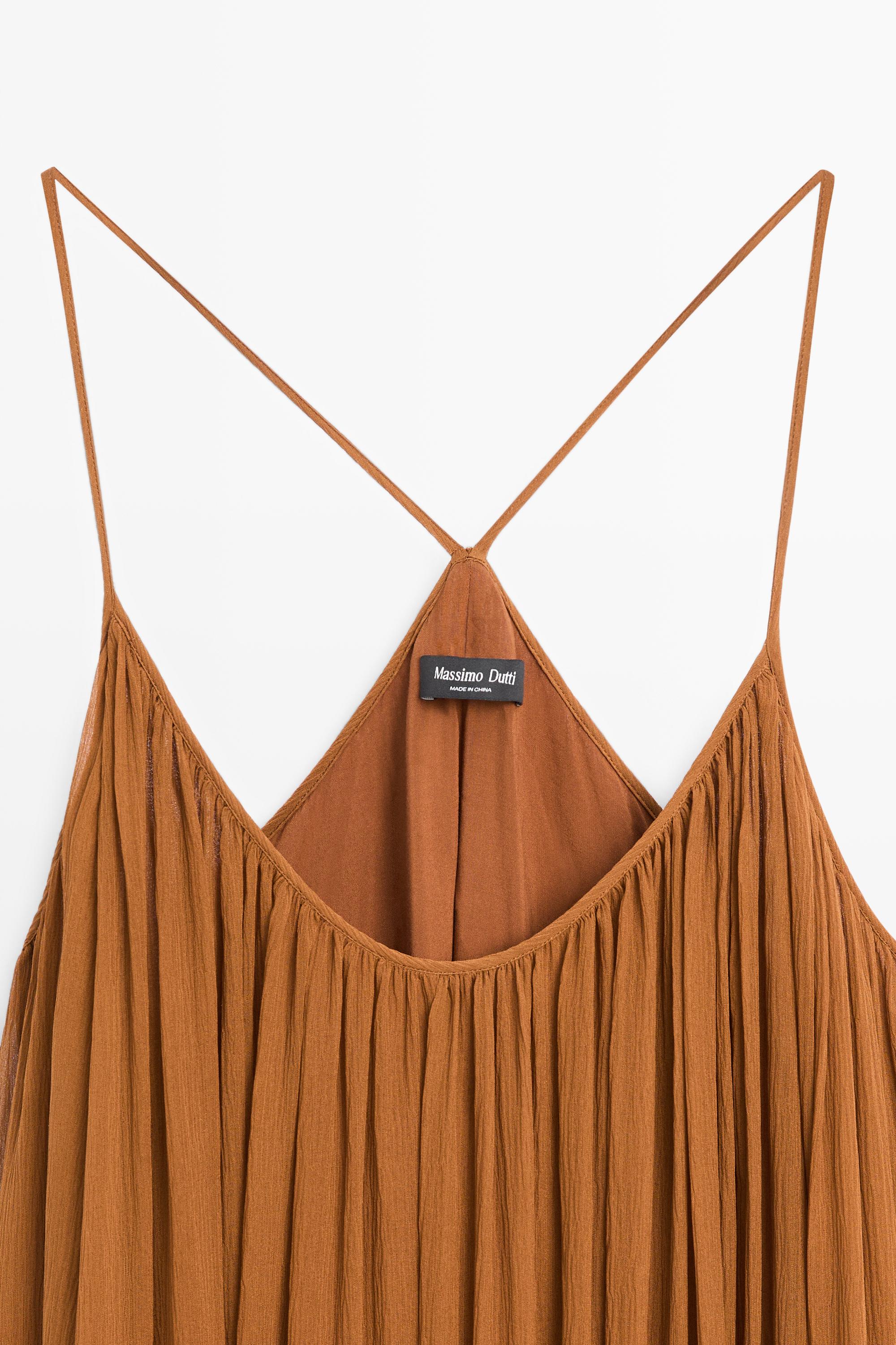 Robe midi froncée 100 % soie