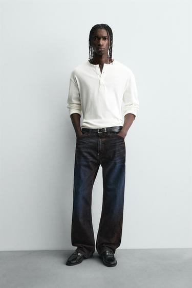 JEAN BAGGY FIT AVEC VISCOSE - Marron de Zara
