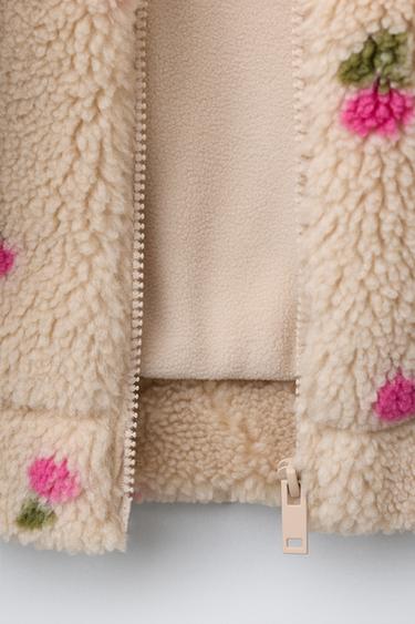 FAUX SHEARLING CHERRY JACKET - Ecru by Zara - Image 8