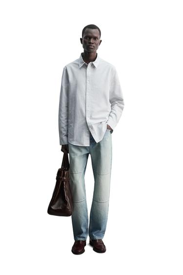 STRIPED OXFORD SHIRT - Sky blue by Zara